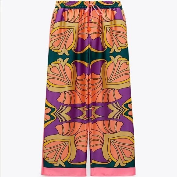 ZARA PRINTED PAJAMA-STYLE PANTS - Picture 15 of 16